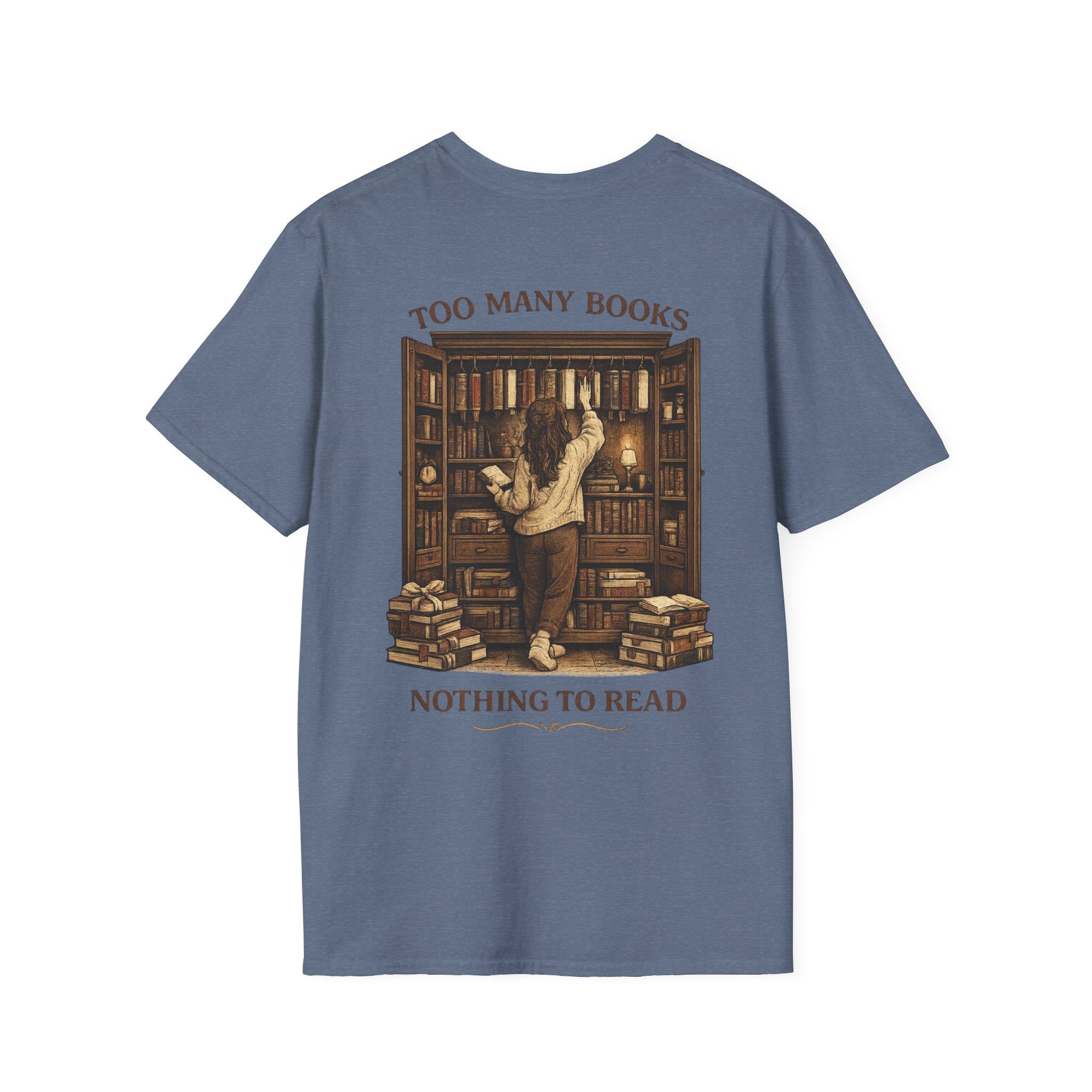 Too many books, nothing to wear Backprint T-shirt