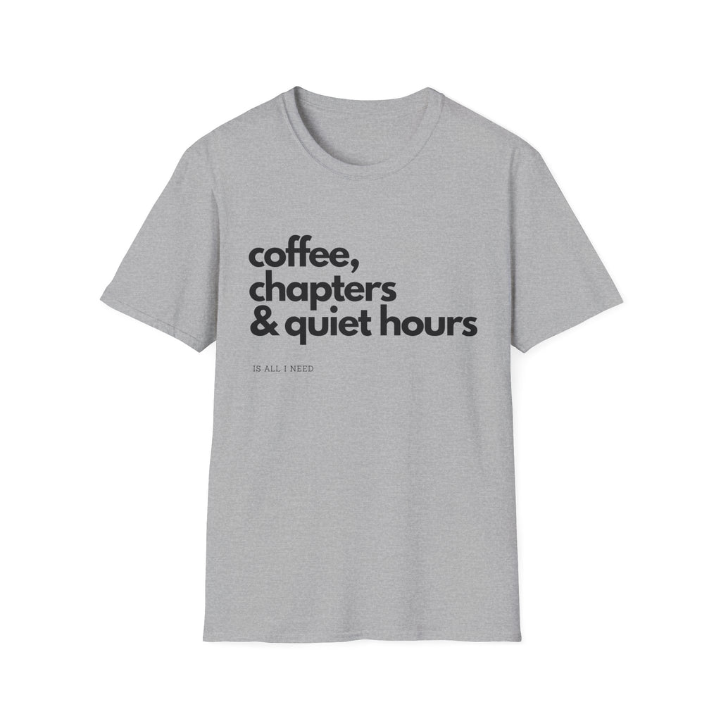 Coffee, Chapters & Quiet Hours T-shirt