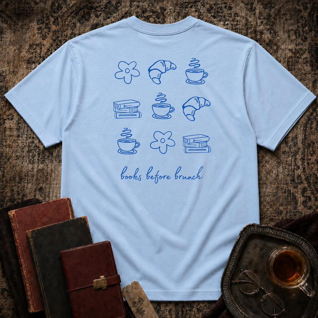 Books before Brunch Backprint T-shirt