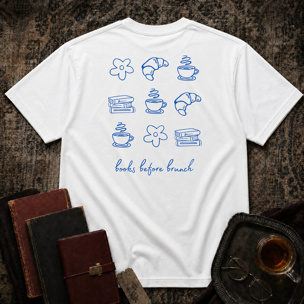 Books before Brunch Backprint T-shirt