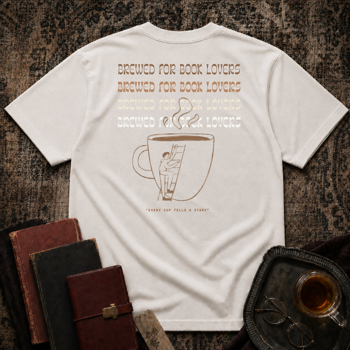Brewed for Book Lovers Backprint T-shirt