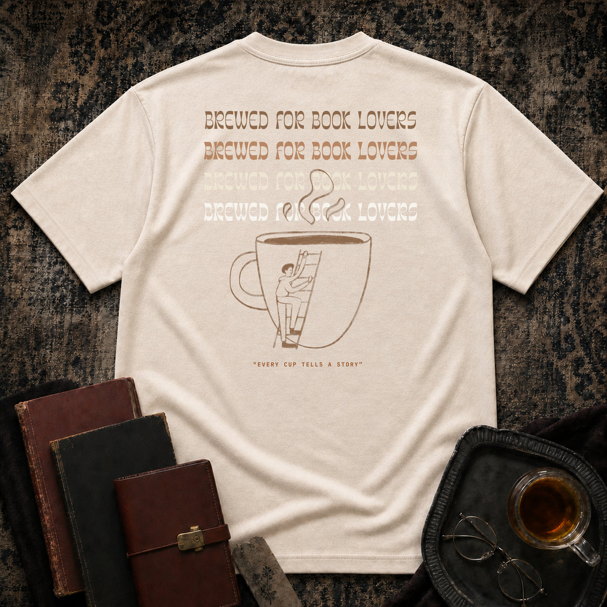 Brewed for Book Lovers Backprint T-shirt