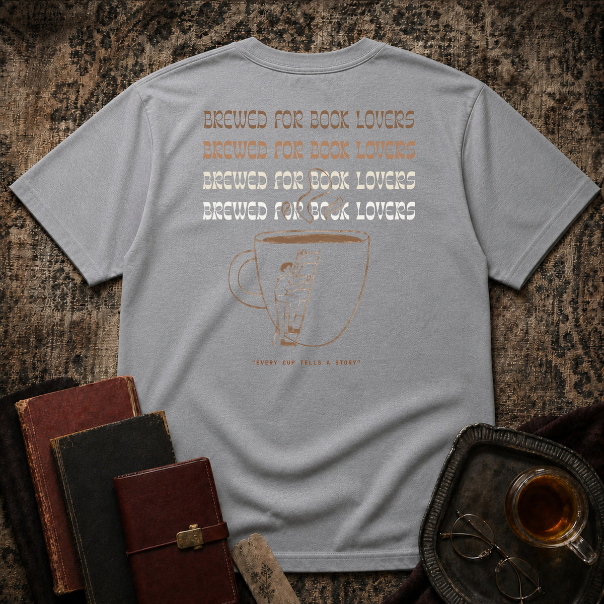 Brewed for Book Lovers Backprint T-shirt