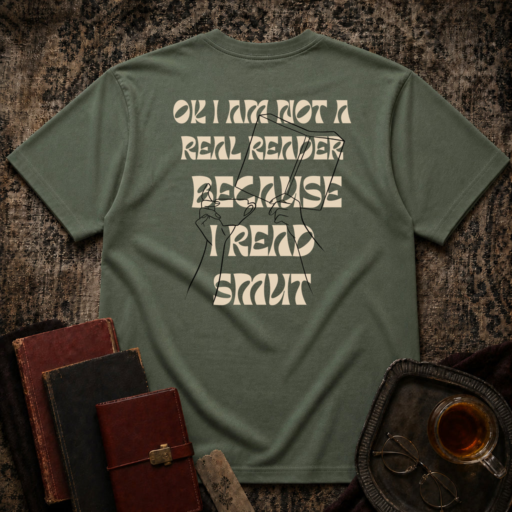 I am not a real reader Backprint T-shirt