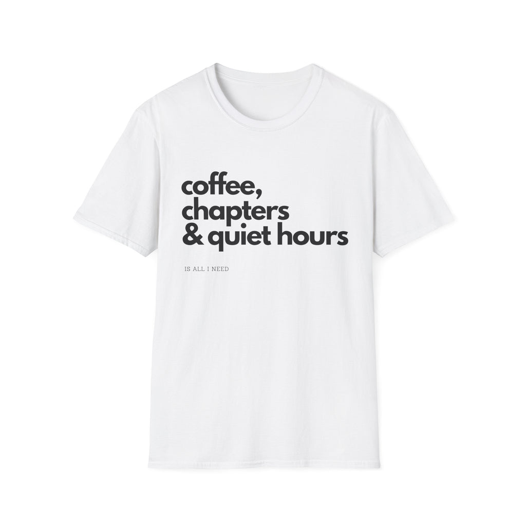 Coffee, Chapters & Quiet Hours T-shirt