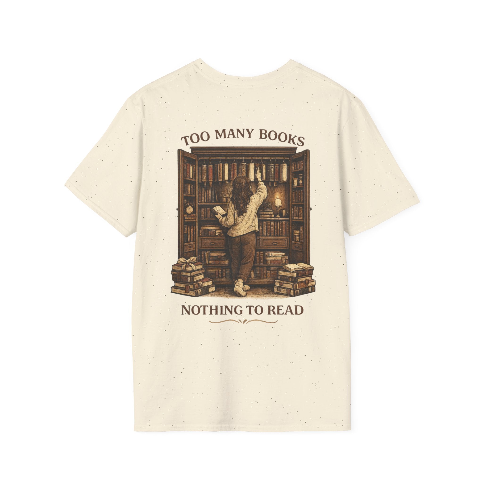 Too many books, nothing to wear Backprint T-shirt