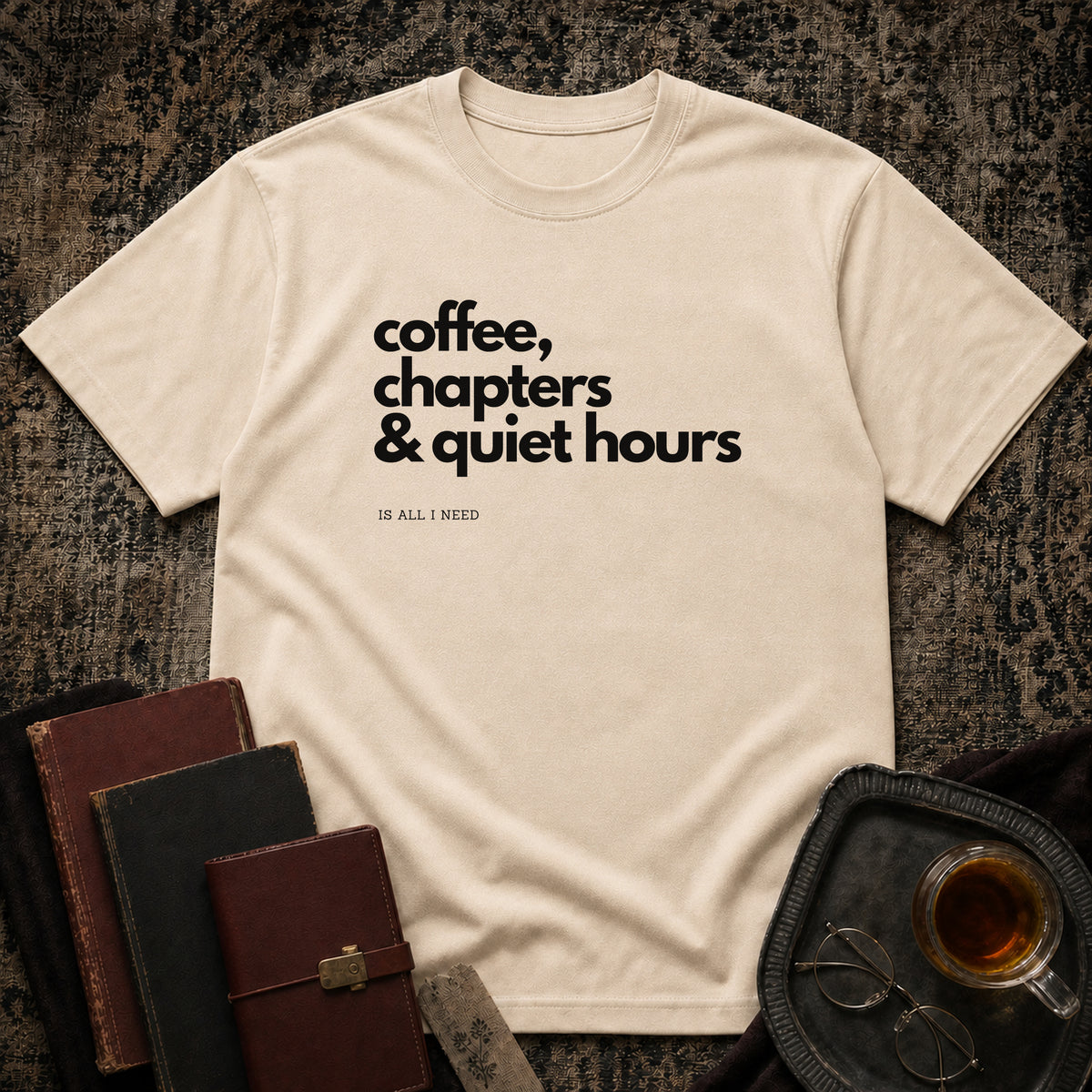 Coffee, Chapters & Quiet Hours T-shirt