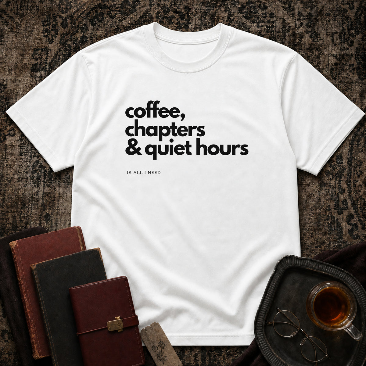 Coffee, Chapters & Quiet Hours T-shirt