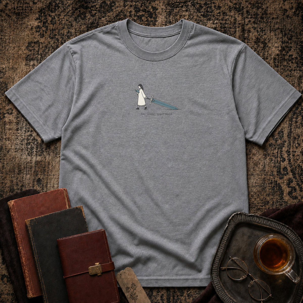 Tiny Reader, Giant Sword T-shirt