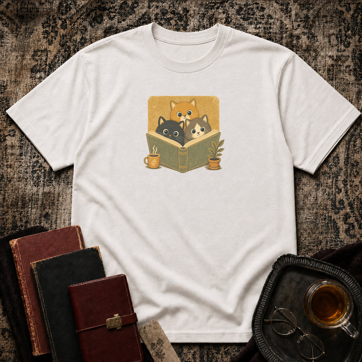 Cozy Cats in a Book T-shirt