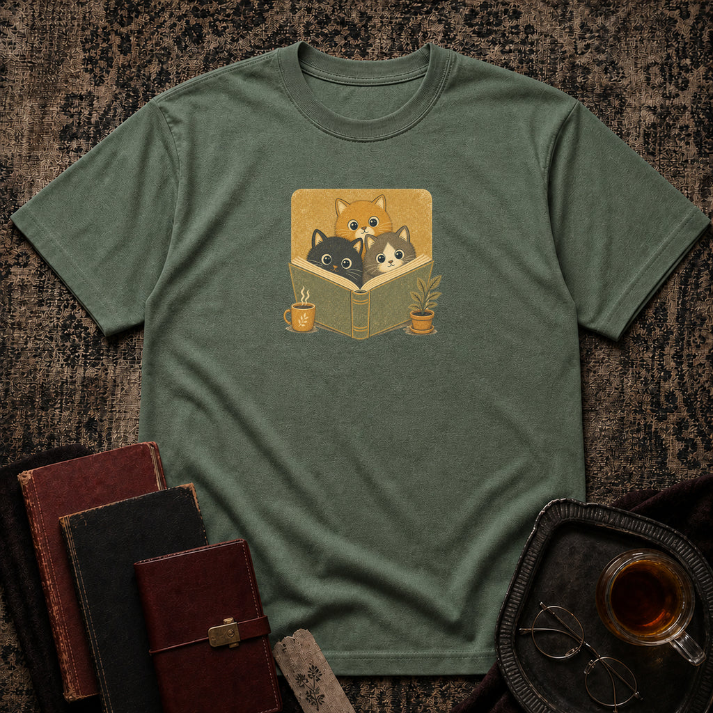 Cozy Cats in a Book T-shirt