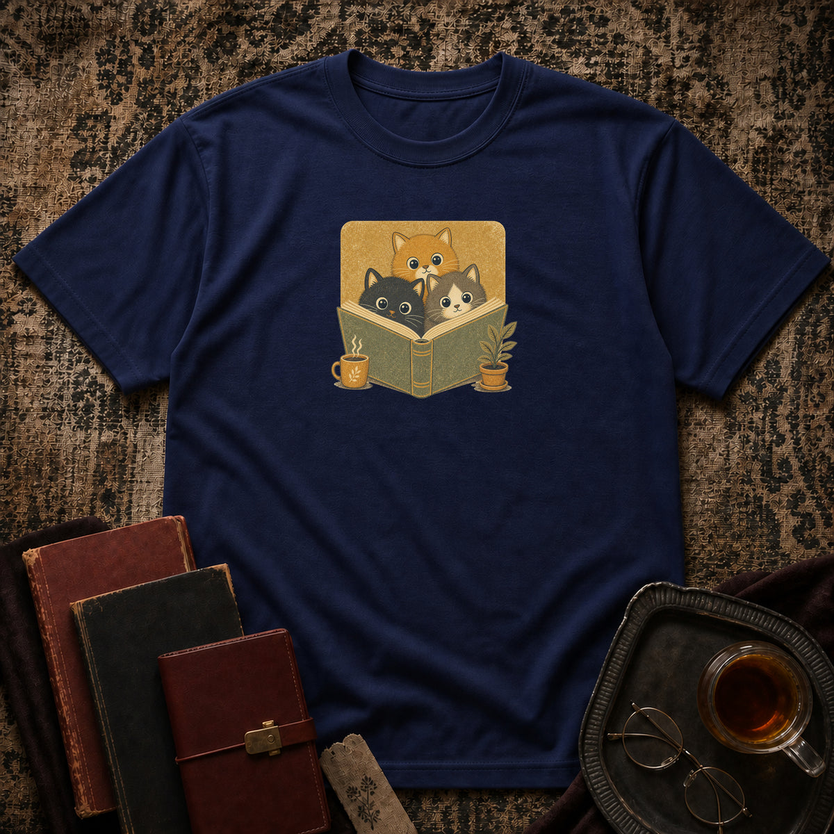 Cozy Cats in a Book T-shirt