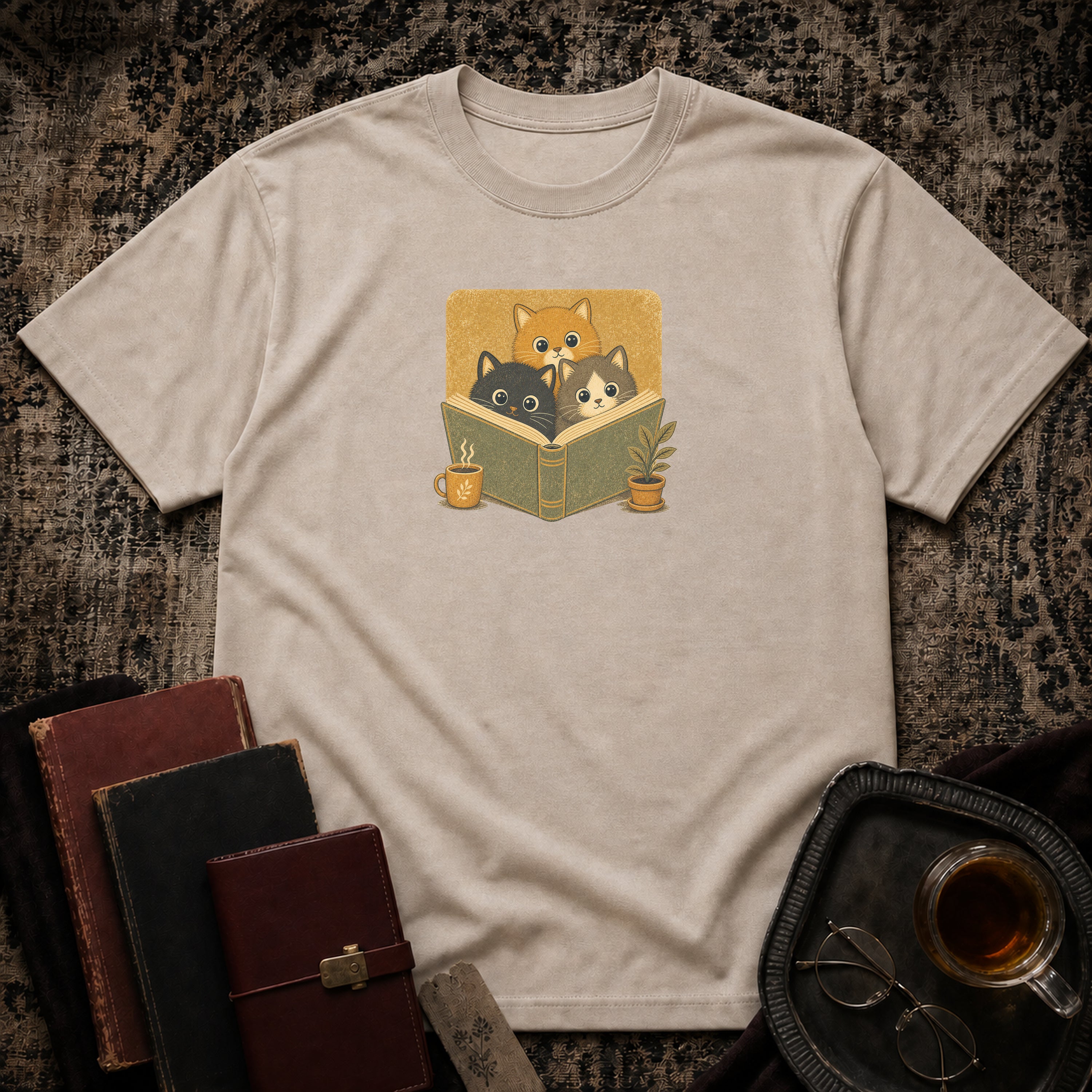 Cozy Cats in a Book T-shirt