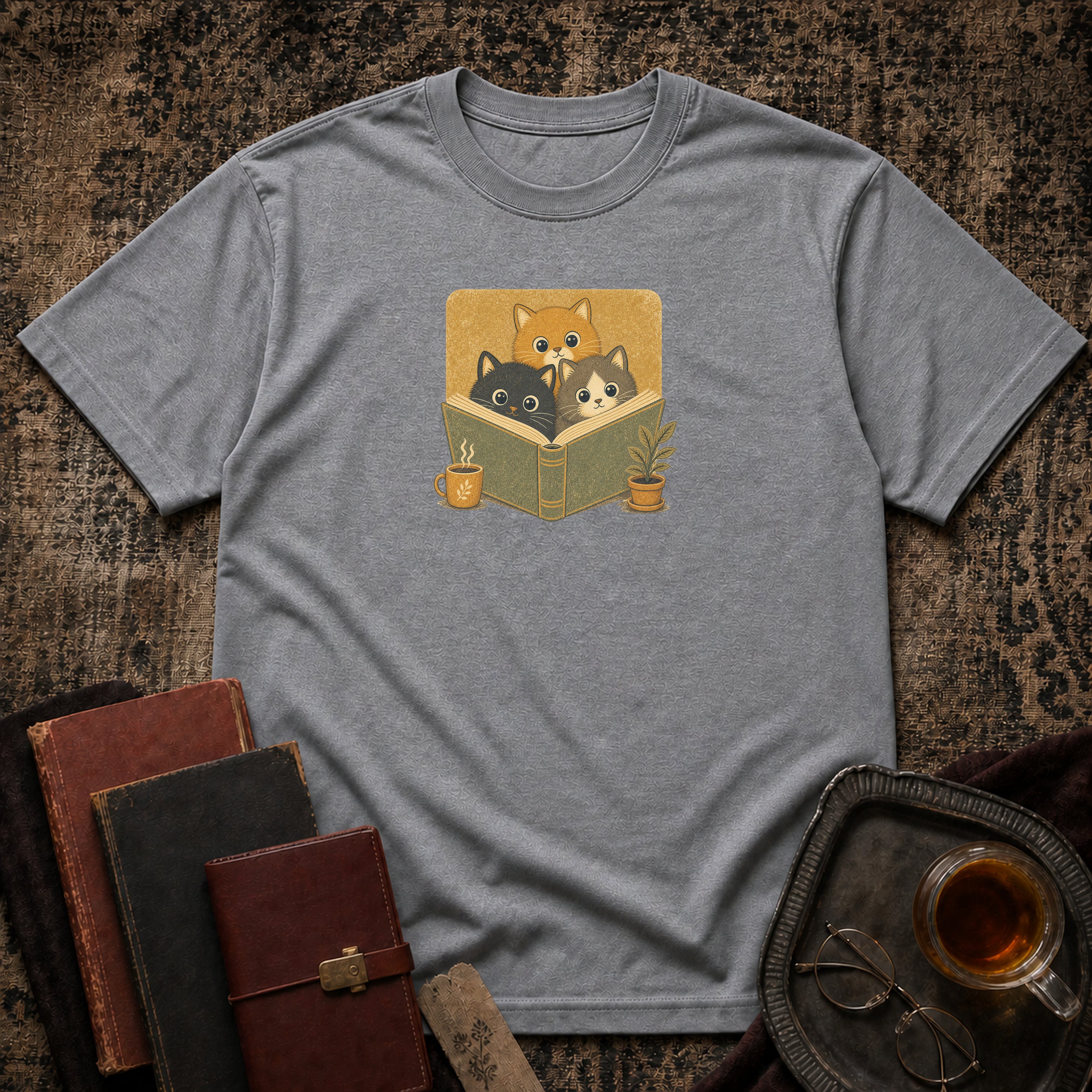 Cozy Cats in a Book T-shirt