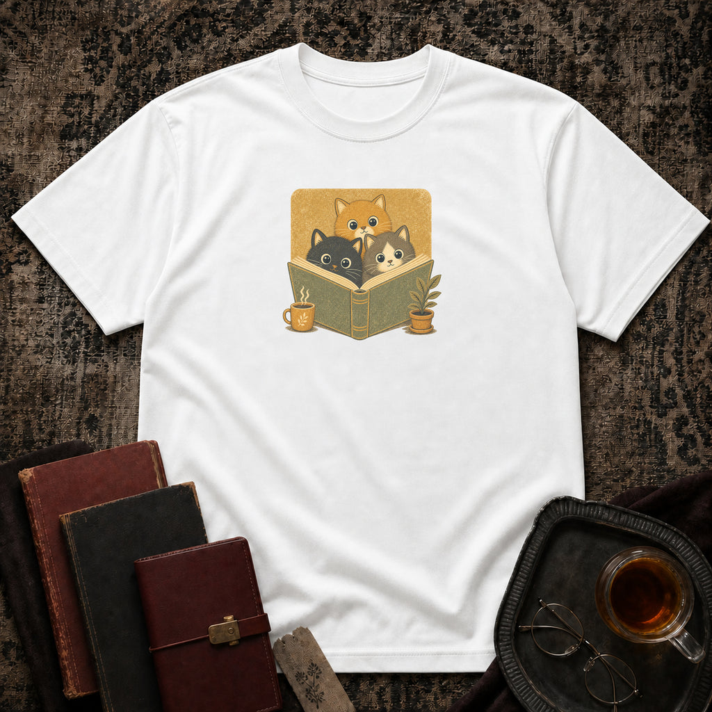 Cozy Cats in a Book T-shirt