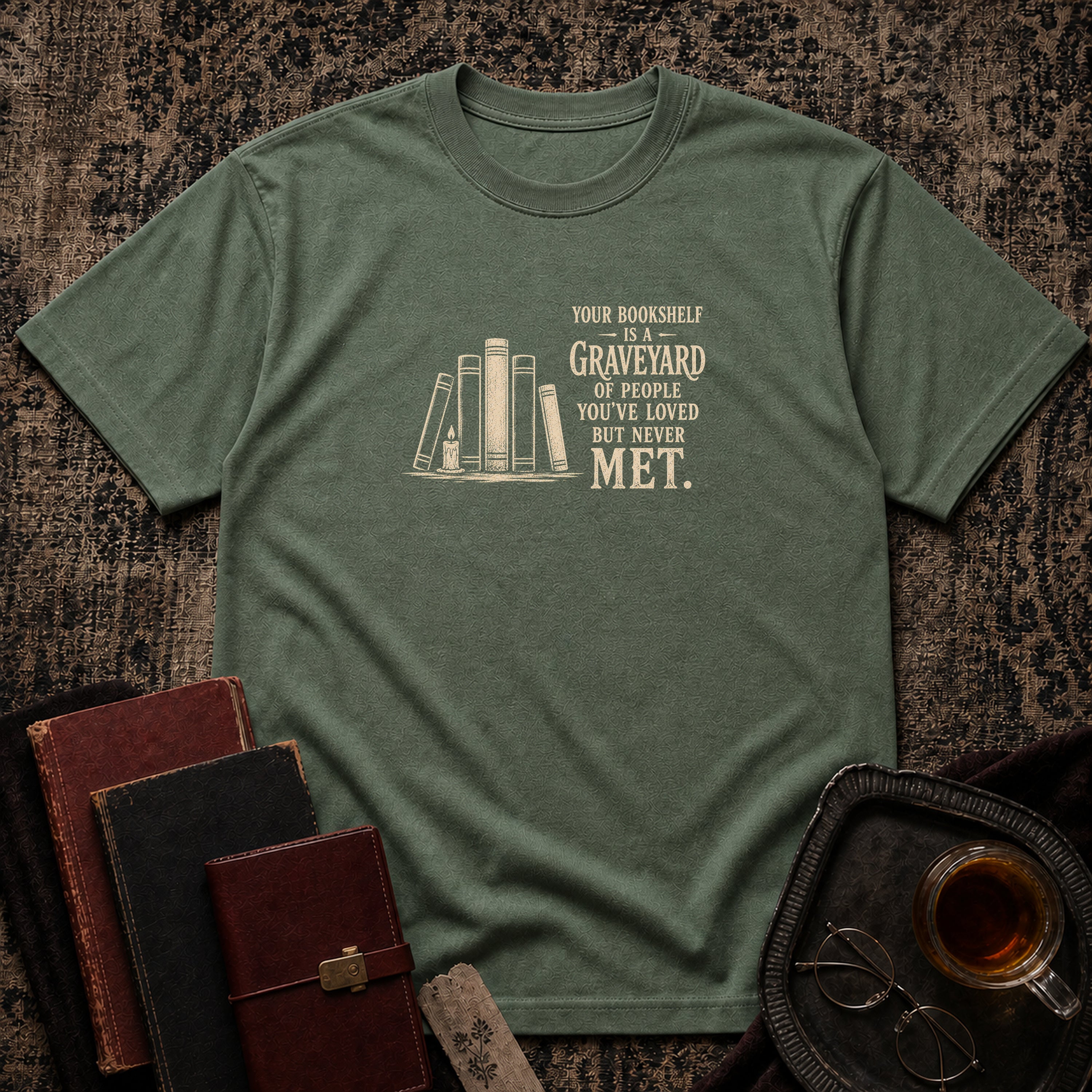 Bookshelf Graveyard T-shirt